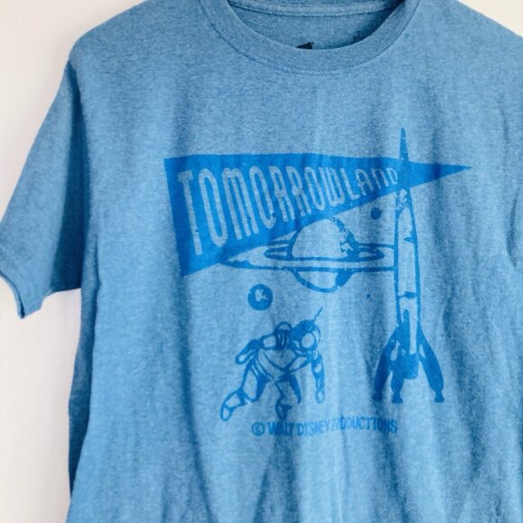 Disneyland Tee Tomorrowland T Shirt Blue Space Astronaut Retro Women’s Sz S - Picture 2 of 7